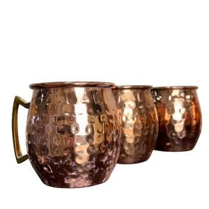 Home Decor Mixology Drinkware Copper Mug Tumbler Set w/ Brass Handles